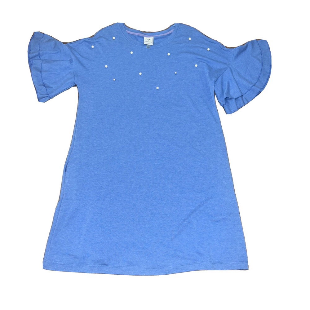 V By Violet Weekend Womens Dress Sweat Pearls Beaded Ruffle Sleeve Pockets XL